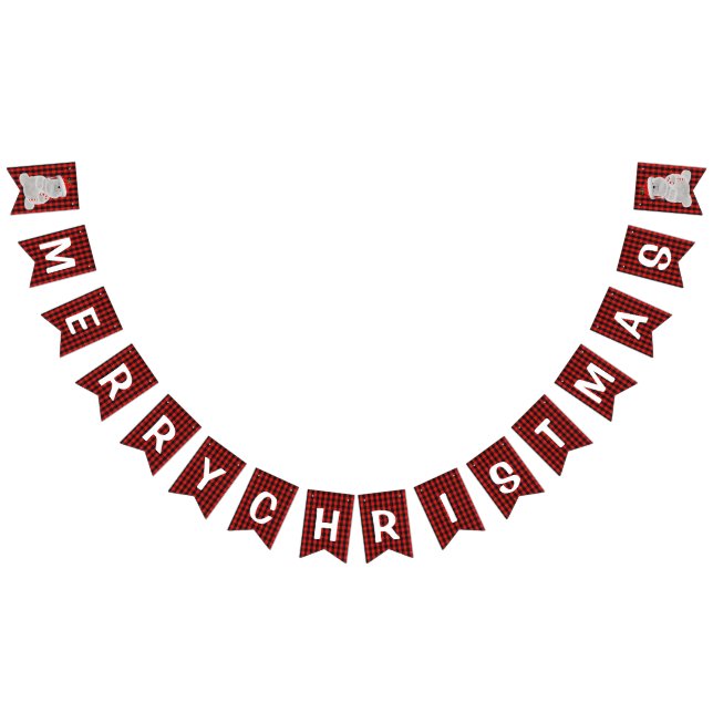 Red Black Buffalo Kariert Frohe Weihnachten Wimpelkette (Alle)