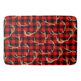 Red & Black Buffalo Kariert & Gold Deer Antlers Badematte