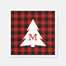 Red Black Buffalo Kariert Monogram Holiday Party