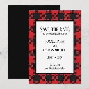 Red Black Buffalo Kariert Rustikale Hochzeit Save The Date