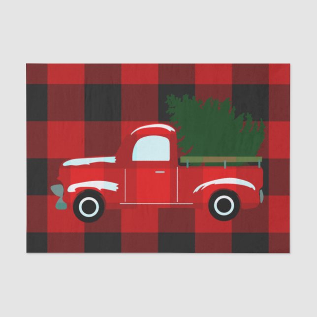 Red & Black Buffalo Kariert Rustikaler Truck Seidenpapier (Vorderseite)