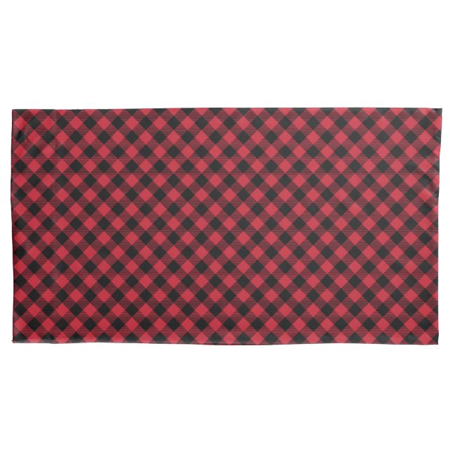Red Black Buffalo Kariert Tartan Festival Rustikal Kissenbezug (Vorderseite-Links)