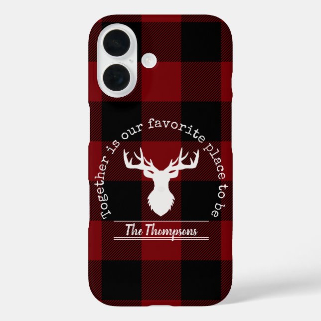 Red Black Buffalo Karierter Bauernhof Familienname iPhone 16 Hülle (Rückseite)