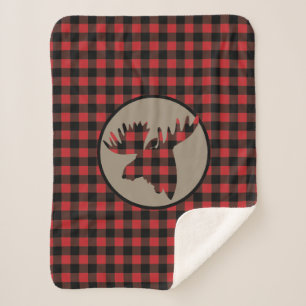 Red Black Buffalo Karierter Elchkopf Sherpadecke