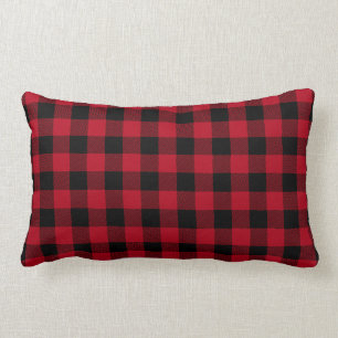 Red Black Buffalo Kariertes Muster Lendenkissen