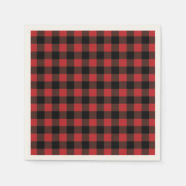 Red Black Buffalo Kariertes Papier Serviette