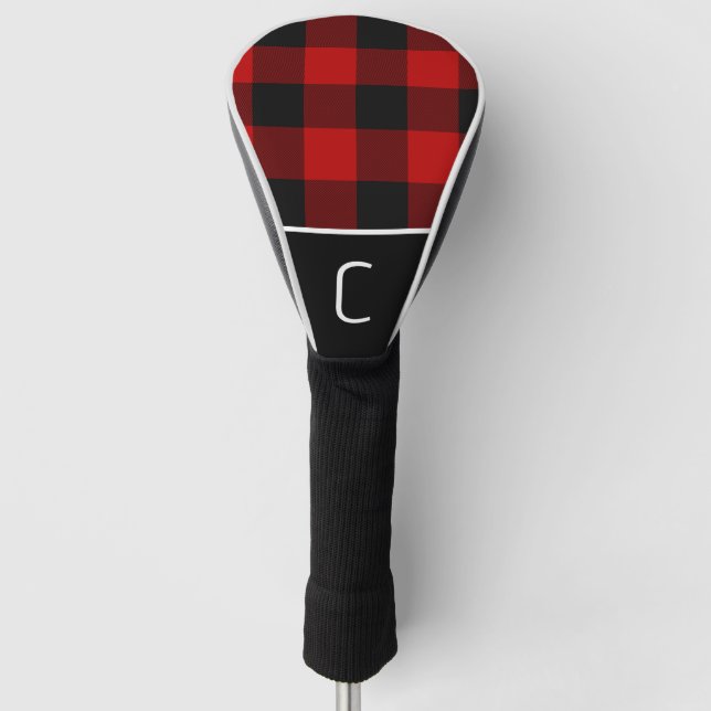 Red & Black Buffalo Kariertes Schachbrett Muster Golf Headcover (Vorderseite)