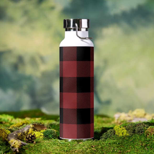 Red Black Buffalo Karo Kariert Trinkflasche (Außenbereich)