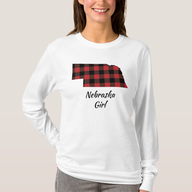 Red Black Buffalo Plaid Nebraska Girl T-Shirt (Vorderseite)