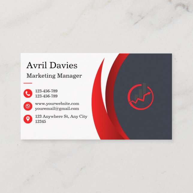 Red Black Business Card Visitenkarte (Vorderseite)