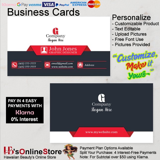 Red & Black Business Cards 6 Pack mit 100 Visitenkarte (Red & Black Business Cards 6 Pack of 100.)