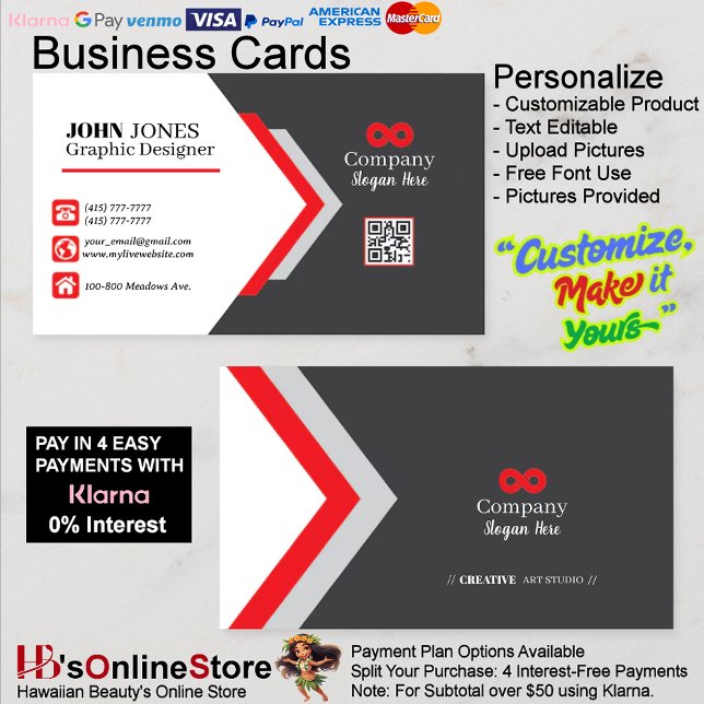 Red & Black Business Cards 8 Pack mit 100 Visitenkarte (Red & Black Business Cards 8 Pack of 100.)