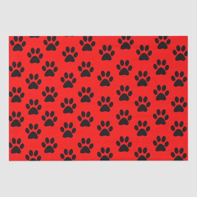 Red Black Cat Paw Dog Paw Tiermuster Seidenpapier (Vorderseite)