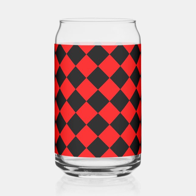 Red Black Checker Diamond Pattern Dosenglas (Vorderseite)
