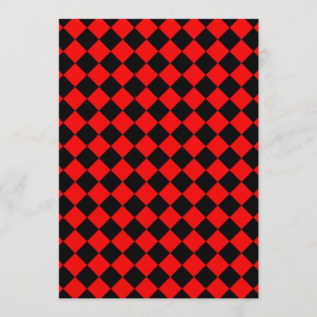 Red Black Checker Diamond Pattern Einladung (Vorderseite)