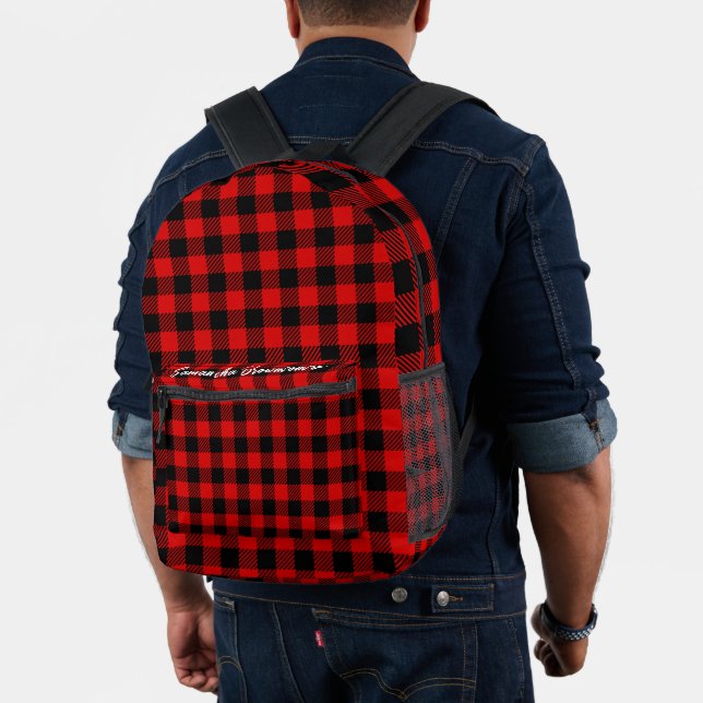 Red Black Checkerboard Collage Bedruckter Rucksack (Insitu (Modell))