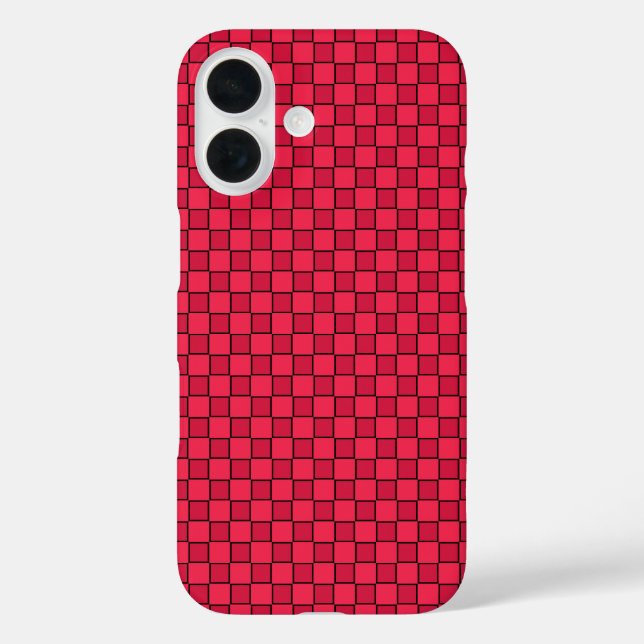 Red Black Checkerboard iPhone 16 Hülle (Rückseite)