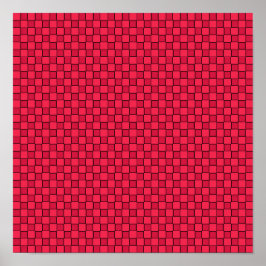 Red Black Checkerboard Poster