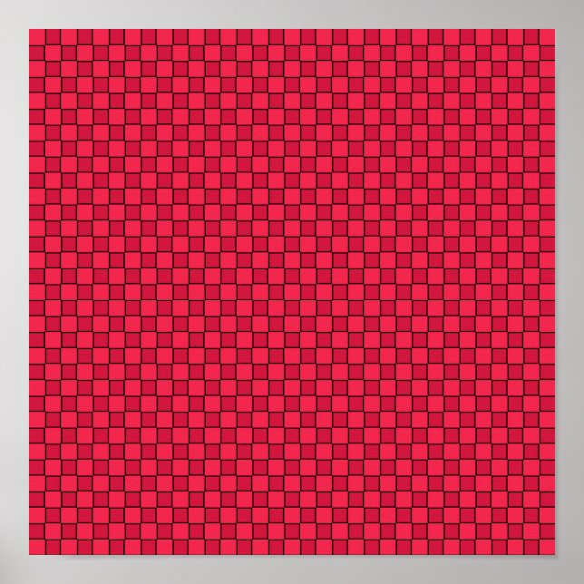 Red Black Checkerboard Poster (Vorne)
