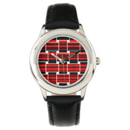 Red Black Checkerboard Trendy Sacramento Armbanduhr
