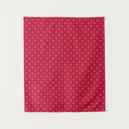 Red Black Checkerboard Wandteppich