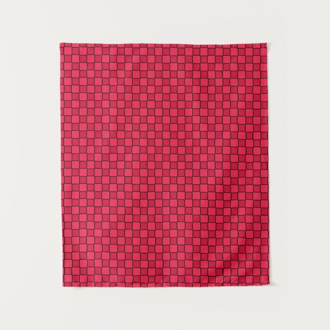 Red Black Checkerboard Wandteppich (Vorderseite)