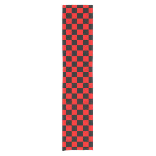 Red Black Checkered Karo Pattern Kurzer Tischläufer