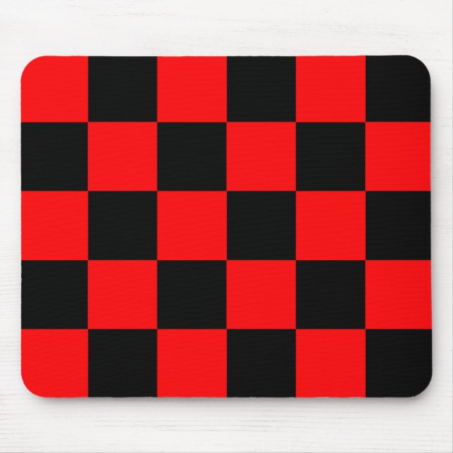 Red Black Checkered Karo Pattern Mousepad (Vorne)