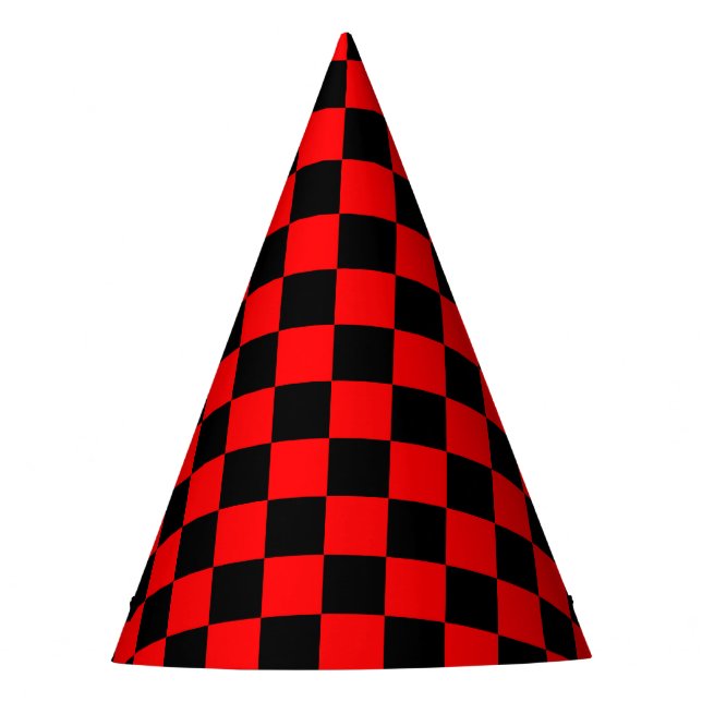 Red Black Checkered Karo Pattern Partyhütchen (Vorderseite)