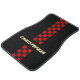 Red Black Checkered Racing Strip Gold Mit Monogram Autofußmatte (Schrägansicht)