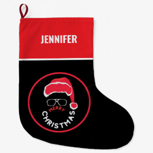 Red Black Christmas Holiday Party Großer Weihnachtsstrumpf