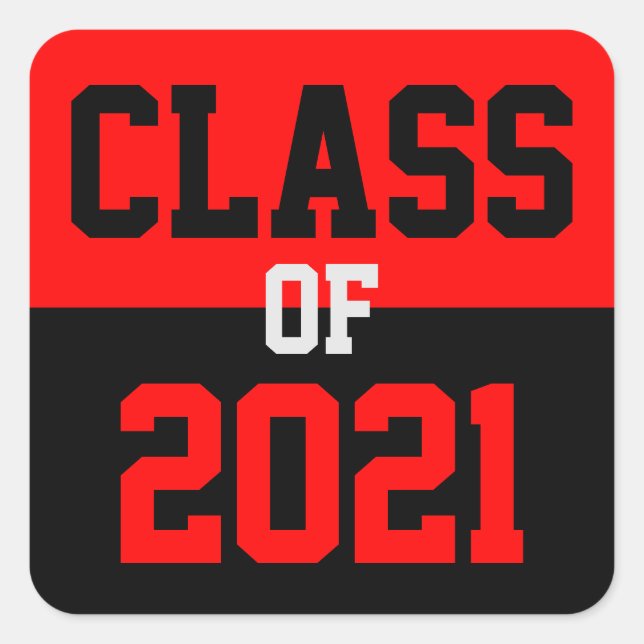 Red & Black Class 2024 Abschluss Quadratischer Aufkleber (Vorderseite)