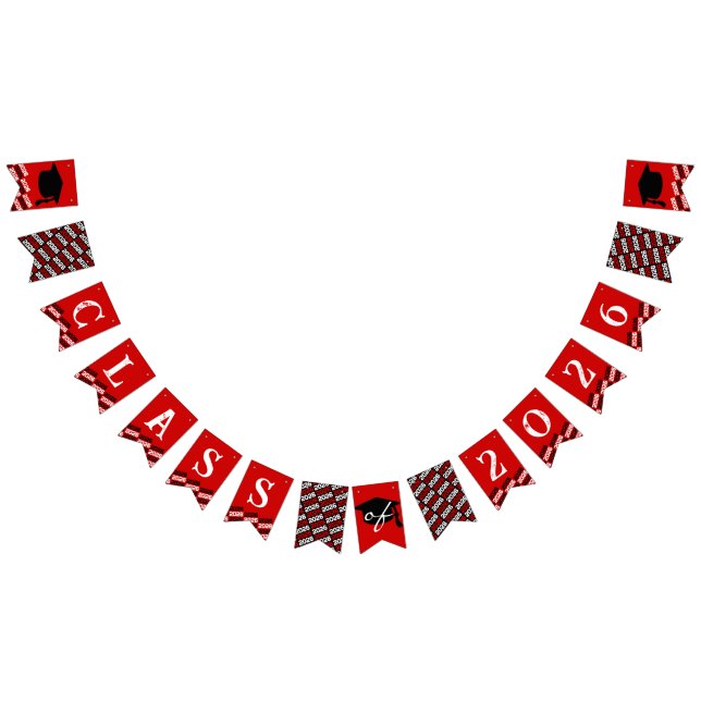 Red Black Class of 2025 Abschluss Hanging Banner (Alle)