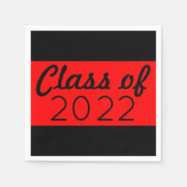 Red & Black Class Year Graduation Serviette