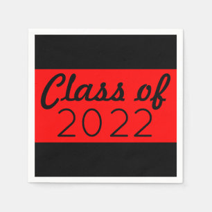 Red & Black Class Year Graduation Serviette