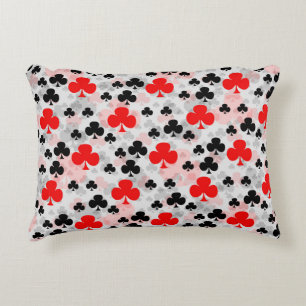 Red Black Clover Club Abstraktes Muster Dekokissen