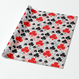 Red Black Clover Club Abstraktes Muster Geschenkpapier