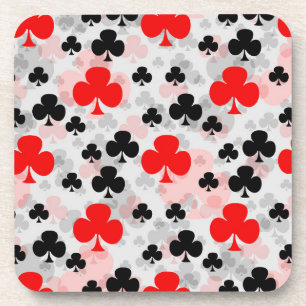 Red Black Clover Club Abstraktes Muster Getränkeuntersetzer
