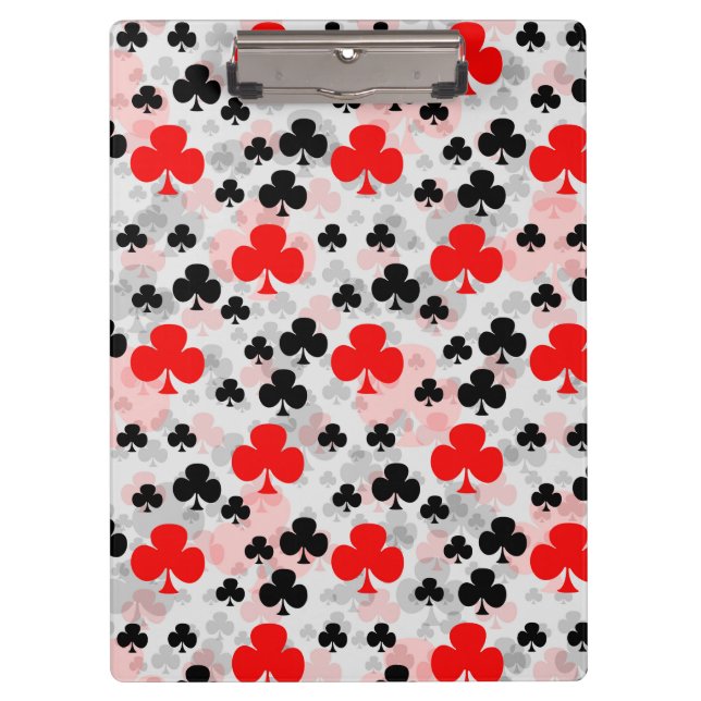 Red Black Clover Club Abstraktes Muster Klemmbrett (Vorderseite)