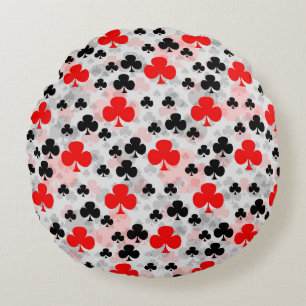 Red Black Clover Club Abstraktes Muster Rundes Kissen