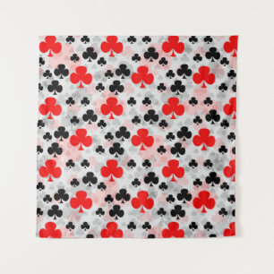 Red Black Clover Club Abstraktes Muster Wandteppich