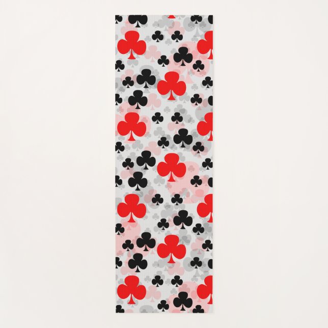 Red Black Clover Club Abstraktes Muster Yogamatte (Vorderseite)