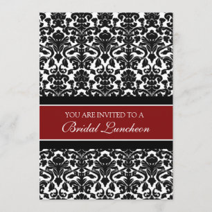 Red Black Damask Bridal Lunch Einladungskarten
