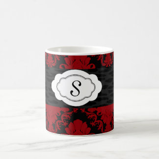 Red Black Damask Individuelle Name Kaffeezubereitu Kaffeetasse