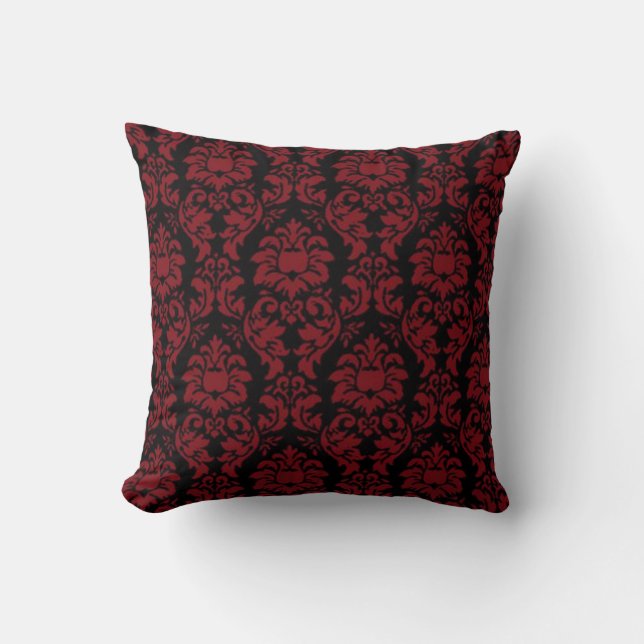 Red & Black Damask Look Cushion Kissen (Vorderseite)