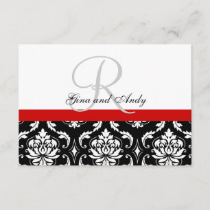 Red Black Damask Wedding UAWG For Square Einladung