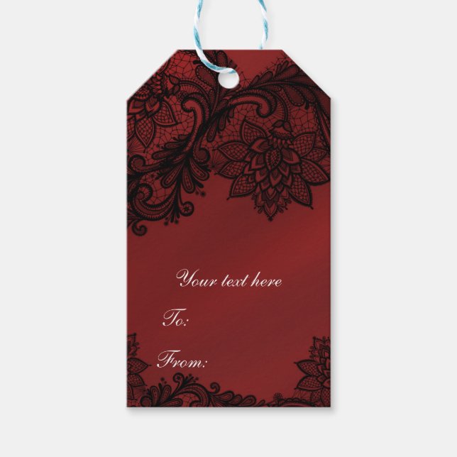 Red & Black Dark Elegance Goth Wedding Party Geschenkanhänger (Vorderseite)