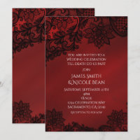 Red & Black Dark Elegance Hochzeit Einladung