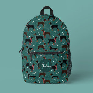 Red & Black Dobermans in Scarves Wintermuster Bedruckter Rucksack