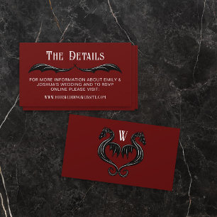 Red Black Dragon Wings Fantasy Wedding Details Begleitkarte